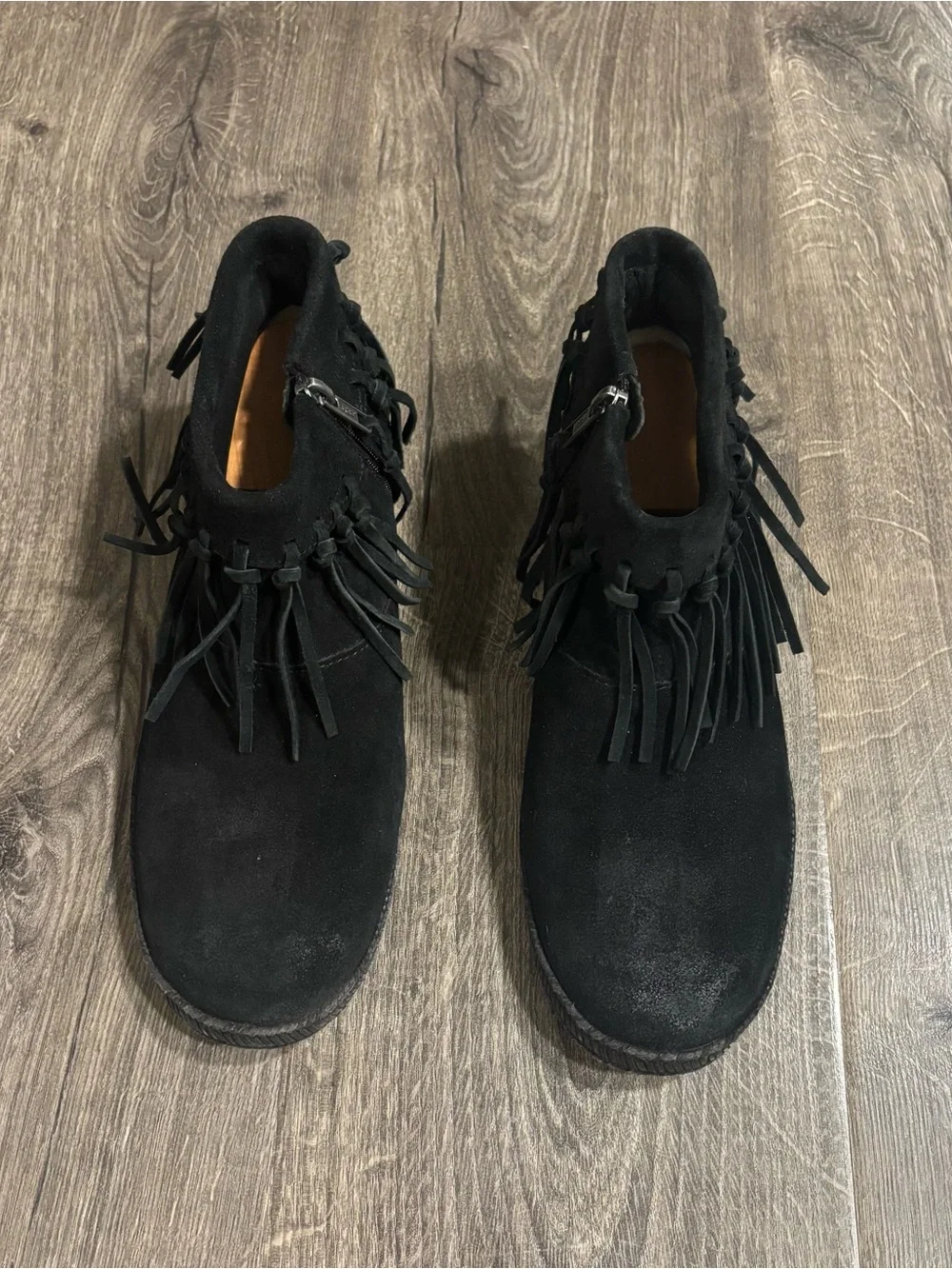 UGG Australia Shenendoah Black Fringe Ankle Boots Booties Women sz US 7.5